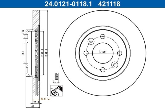 ATE 24.0121-0118.1 Bremseskive