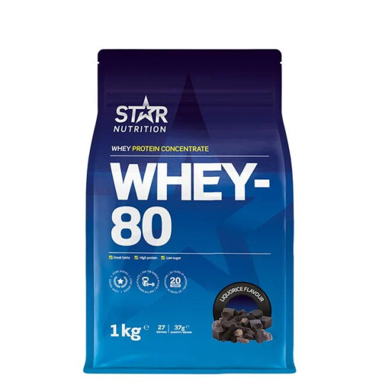 Whey-80  myse protein konsentrat 1kg, Star Nutrition Liquorice Candy