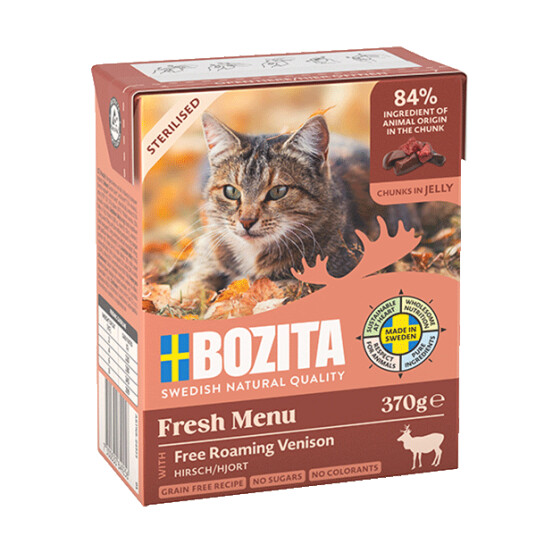 Bozita Katt Sterilisert Hjortekjøtt i Gelé 370g - Våtfôr