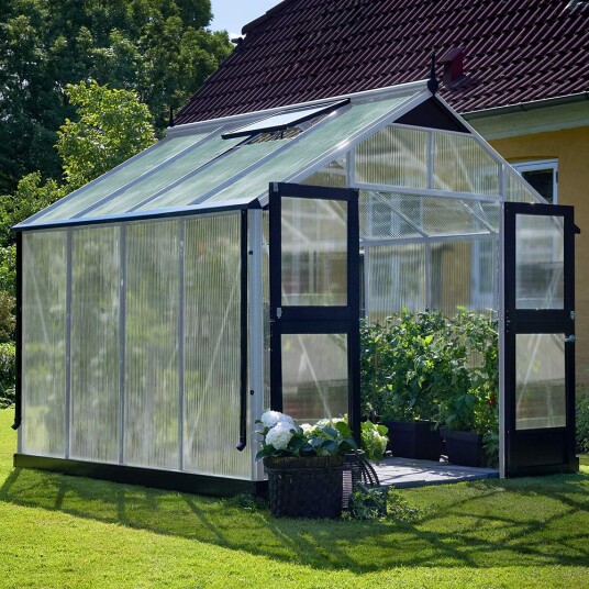 Drivhus Juliana Premium Aluminium, Kanalplast, 8,8 M²