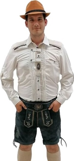 Création De Hanninger Ægte Lederhosen Blå Création De Hanninger Ægte Lederhosen Blå