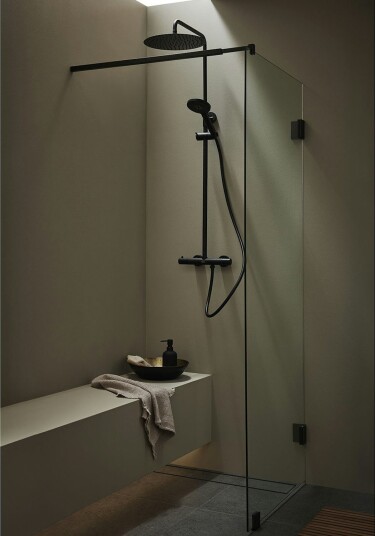 Hafa Infinity Dusjvegg 90 cm, Sort/Klarglass
