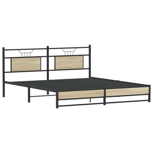 Sengeramme i metall uten madrass sonoma eik 183x213 cm