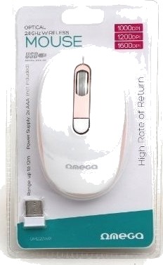 Omega OM220WP Trådløs Mus 1000/1200/1600 DPI White/Pink