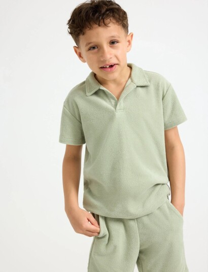 Lindex Top In Terry With Collar   Green   92