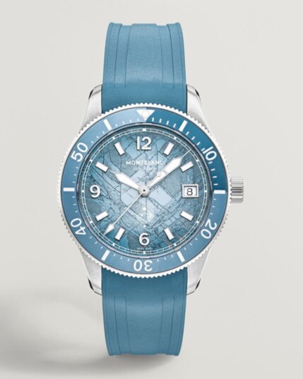 Montblanc Iced Sea Automatic Date 0 Oxygen Rubber Strap Light Blue