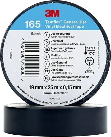 3M 165Bk6e 1 Stykker Svart Pvc 600 V Blister 25 M