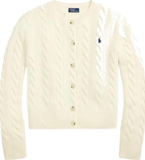 Polo Ralph Lauren Cable Knit Wool Cashmere Cardigan Cream XL
