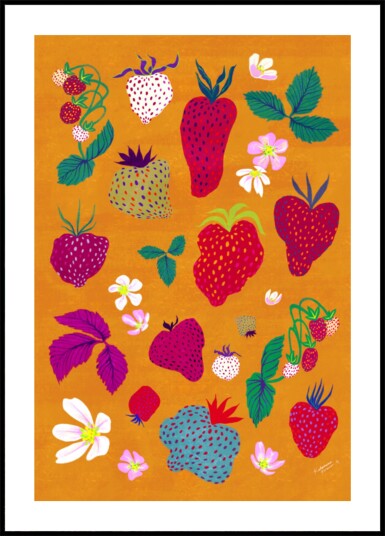 Colorful Strawberry Patch Plakat / 40x50