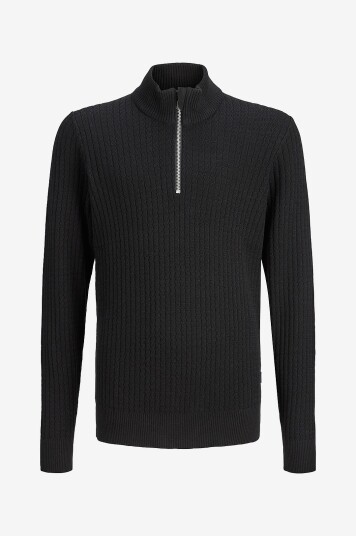 Jack & Jones Junior Polohals jprBlubarkley Knit Half Zip Jnr Svart