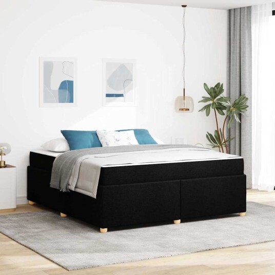 vidaXL Sengestamme med madrass Svart 180 x 200 cm stoff
