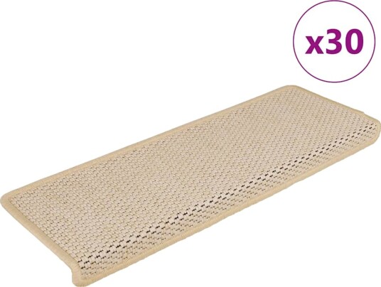 Selvklebende trappematter sisal 30 stk 65x21x4 cm kremhvit