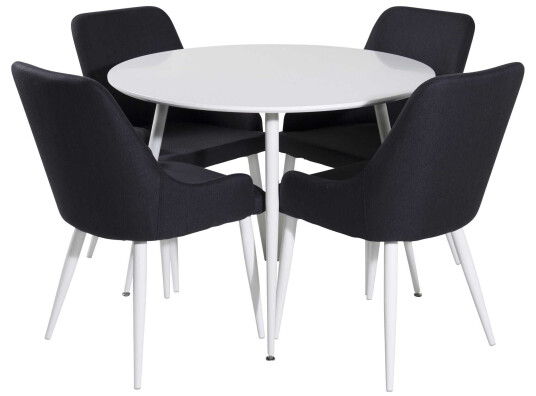 Venture Design Plaza & Plaza spisegruppe Hvit/svart 4 st stoler & bord 100 cm