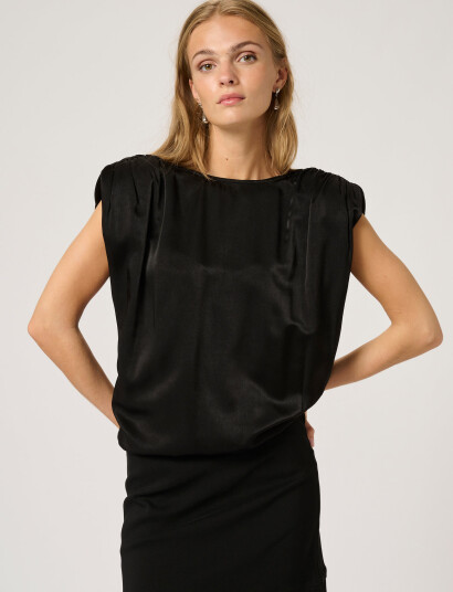 My Essential Wardrobe Estellemw Wrap Top - Black - 36