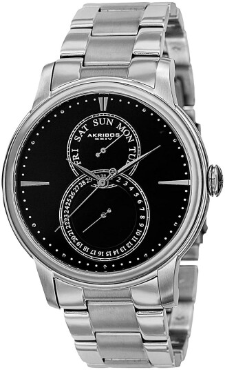 Akribos XXIV Herreklokke AK728SSB Multi Function Sort/Stål Ø44 mm