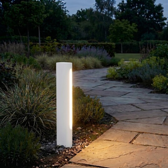 Celiora LED-gatelampe, høyde 45 cm, grå, IP65 – Lucande - Moderne - Aluminium - Kantet