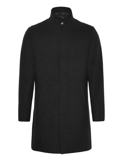 Lindbergh Black Detachable Collar Wool Coat - Grey - XXXL