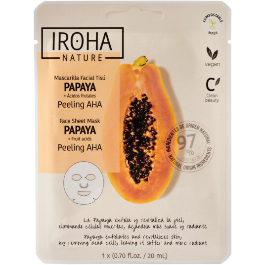Iroha Nature Peeling AHA Papaya Face Sheet Mask Iroha Nature Peeling AHA Papaya Face Sheet Mask