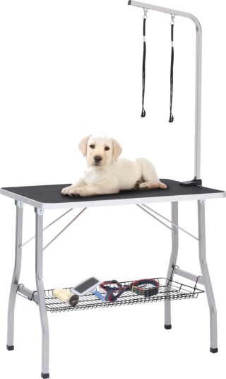 Justerbart Trimmebord Til Hund Med 2 Løkker Og Kurv