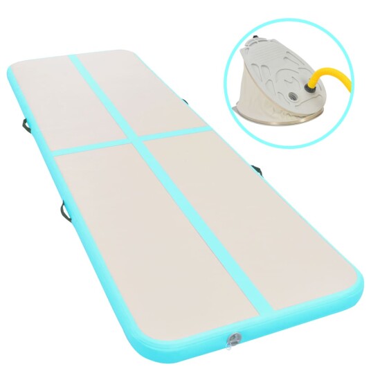 vidaXL Oppblåsbar gymnastikkmatte med pumpe 300x100x10 cm PVC grønn vidaXL Oppblåsbar gymnastikkmatte med pumpe 300x100x10 cm PVC grønn