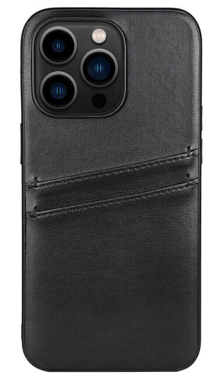 GEAR Buffalo iPhone 14 Pro Vegan Skinn Bakdeksel med Kortlommer - Svart