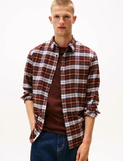 Tommy Jeans Tjm Reg Flannel Check Shirt Ext - Brown - XL