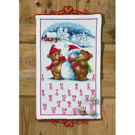 Permin Broderisett Teddybjørner og snømann 38x62cm