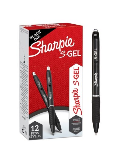 Sharpie S-Gel  Gel Pens  Medium Point 0.7mm  Svart Ink  12 Count