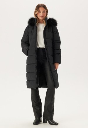 Happy Holly Hooded Padded Long Jacket Black 44/46 Happy Holly Hooded Padded Long Jacket Black 44/46