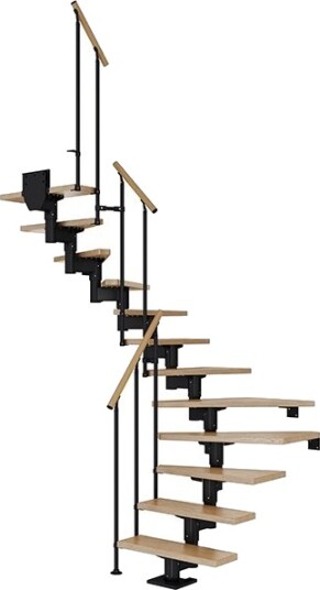 Dolle Cork U-trapp Svart-classic Ii-lakkert Eik-15 - Loddret Høyde 296 360 Cm