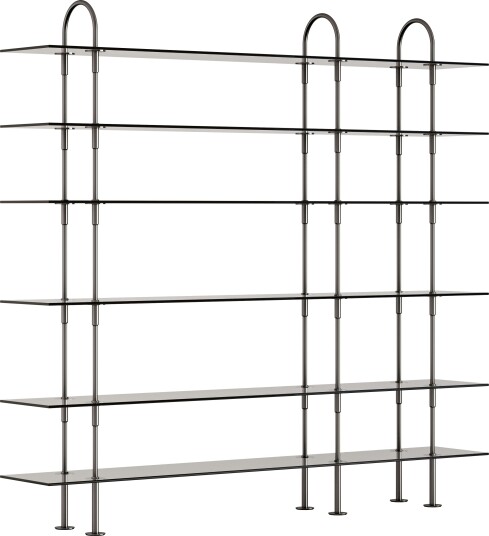 Keen Hyllesystem Med 6 Hyller 208 cm Sort Messing / Tonet Glass