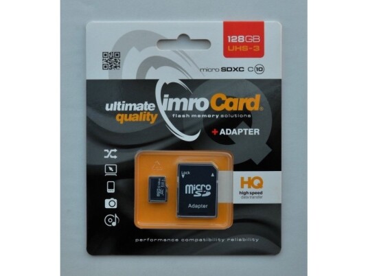 Imro Microsdxc 10/128 Gb Uhs-3 Adp-Minnekort, 128 Gb, Microsdxc, Klasse 10, Klasse 3 (U3) Imro Microsdxc 10/128 Gb Uhs-3 Adp-Minnekort, 128 Gb, Microsdxc, Klasse 10, Klasse 3 (U3)