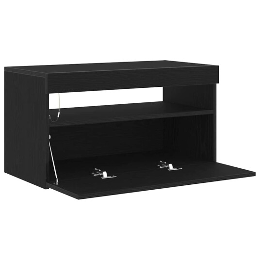 TV skap med LED stripelys Svart 75 x 35 x 40 cm Konstruert tre TV skap med LED stripelys Svart 75 x 35 x 40 cm Konstruert tre