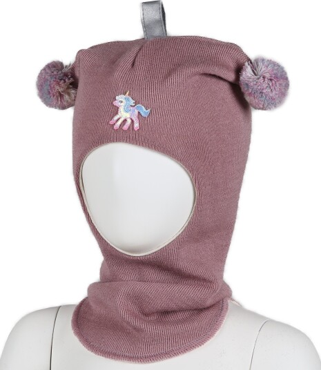 Kivat Balaclava i Ull Enhjørning Dusty Rose 2 (2-4år)