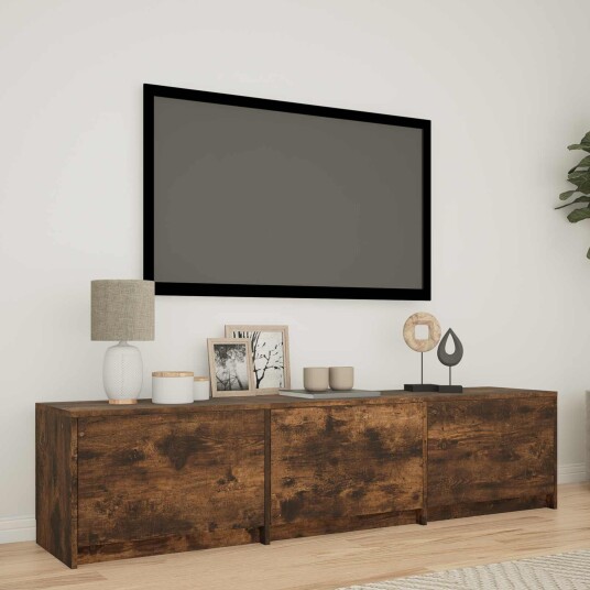 TV benk med LED Røkt Eik 165 x 34 x 40 cm Konstruert tre TV benk med LED Røkt Eik 165 x 34 x 40 cm Konstruert tre