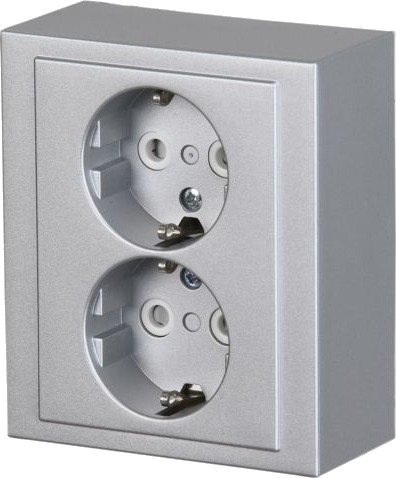 ABB Impressivo Stikkontakt 2-veis, jordet, utenpåliggende Aluminium ABB Impressivo Stikkontakt 2-veis, jordet, utenpåliggende Aluminium