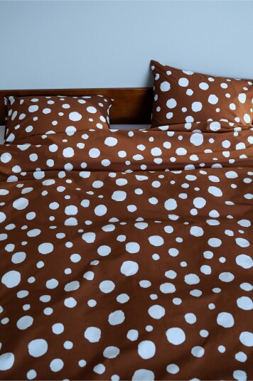 Jotex Dot Dynetrekksett Dobbeltseng Brun/lyseblå RIGMOR 22780360197