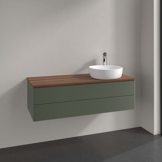 Villeroy & Boch  Antao Servantskap med 2 skuffer 120x50x36 cm m/lys Grønn Matt/Valnøtt