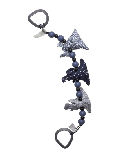Smallstuff Strollerchain, Fabric Elephants, Blue/ Dark Blue - Silver - 25X 5X 2CM Smallstuff Strollerchain, Fabric Elephants, Blue/ Dark Blue - Silver - 25X 5X 2CM