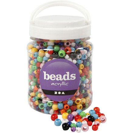 Diverse Kongoperler dia 6 10 mm hullstr 3 5 mm ca 1720 stk ass farger 430 g 700 ml 1 boks