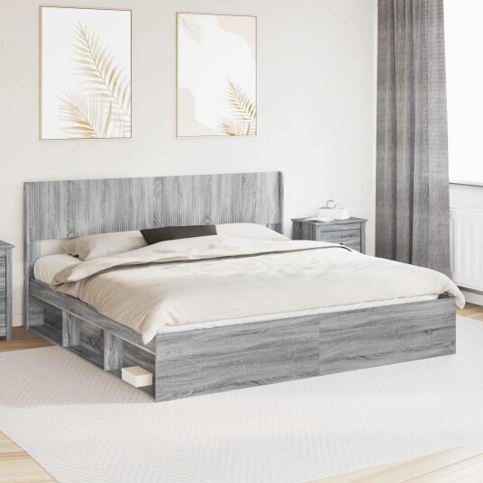 Sengramme med oppbevaring og hodegavl 3 pcs Konstruert tre Sengramme med oppbevaring og hodegavl 3 pcs Konstruert tre