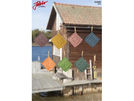 Järbo Oppvaskkluter til alle ukens dager Kluter Strikkeoppskrift 21x19 cm 7 stk Järbo Oppvaskkluter til alle ukens dager Kluter Strikkeoppskrift 21x19 cm 7 stk