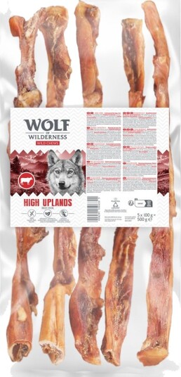 Wolf of Wilderness High Uplands Ekstra Lang Oksehud 3x5 stk 3x500g