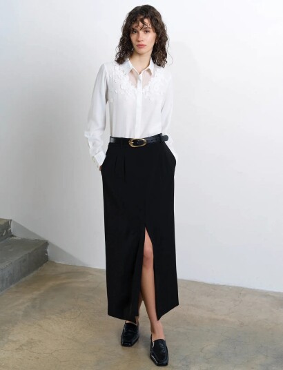 French Connection Mila Ggt 3D Floral Shirt   White   L