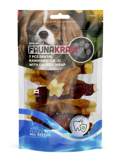 FAUNAKRAM Dental råhud med kylling- 7 pcs - liten