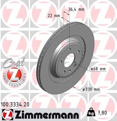 Bremseskive ZIMMERMANN 100.3334.20