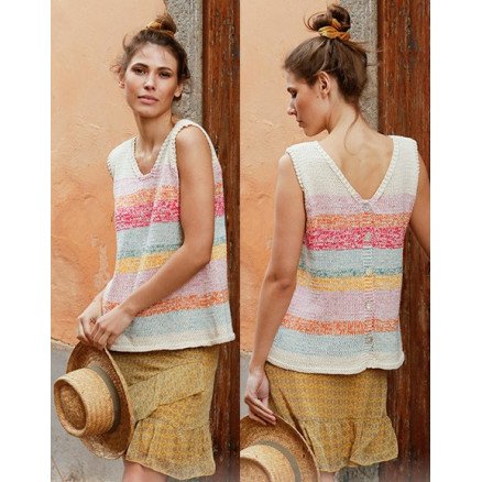 Â Block Party by DROPS Design Topp Strikkeoppskrift str S XXXL