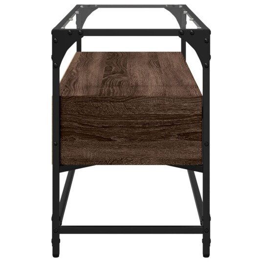 TV-benk med glasstopp brun eik 98x35x51 cm konstruert tre 846068