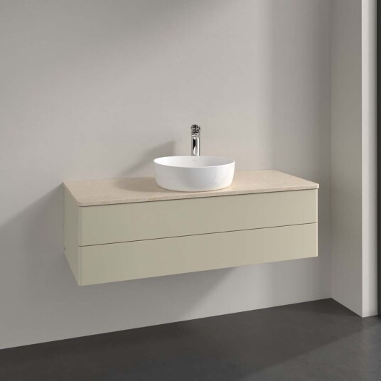 Villeroy & Boch Antao Servantskap med 2 skuffer 120x50x36 cm m/lys Grå Matt/Crème Villeroy & Boch Antao Servantskap med 2 skuffer 120x50x36 cm m/lys Grå Matt/Crème