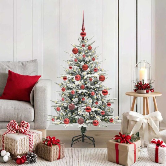 Kunstig forhåndsbelyst juletre med kule sett grønn 120 cm Kunstig forhåndsbelyst juletre med kule sett grønn 120 cm